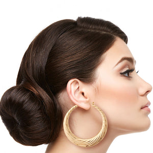 Gold Wave Hoop Earrings