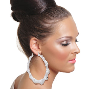 Silver Bamboo Hoop Earrings