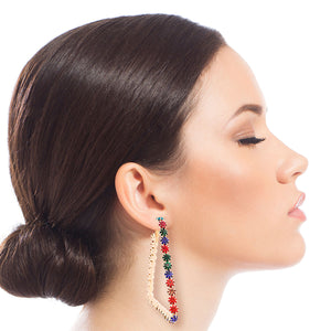 Open image in slideshow, Multi Color Crystal Trapezoid Hoops
